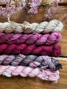 Mini hand dyed skeins (Pinks)